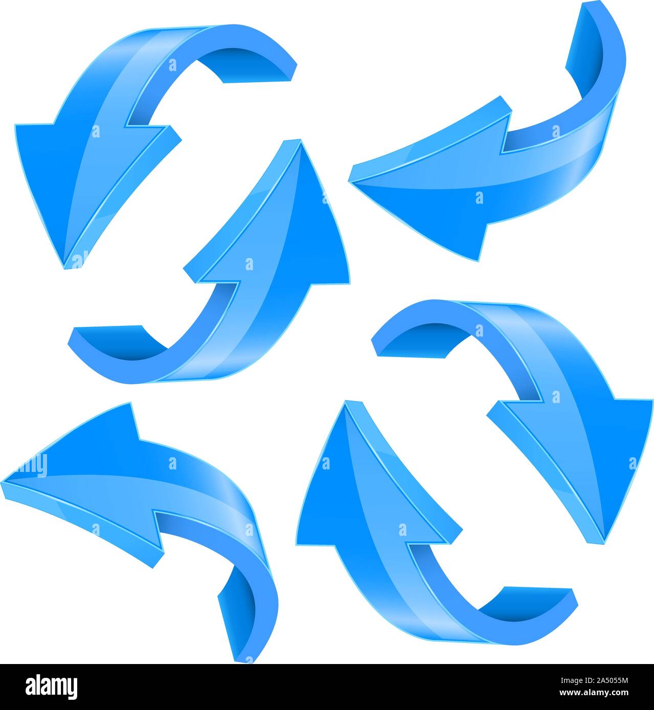 Flèches en 3d. Panneaux bleus avec réflexion Illustration de Vecteur