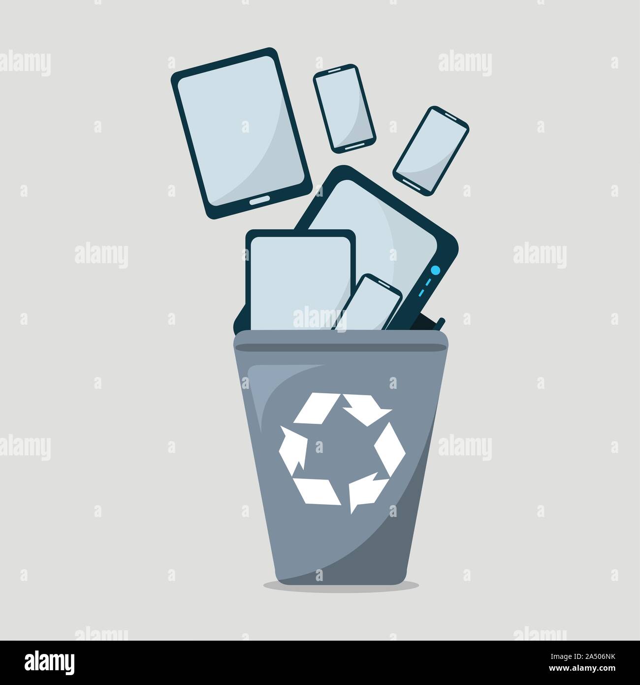 Les déchets électroniques dans la corbeille d'illustration vectorielle, symbole Illustration de Vecteur