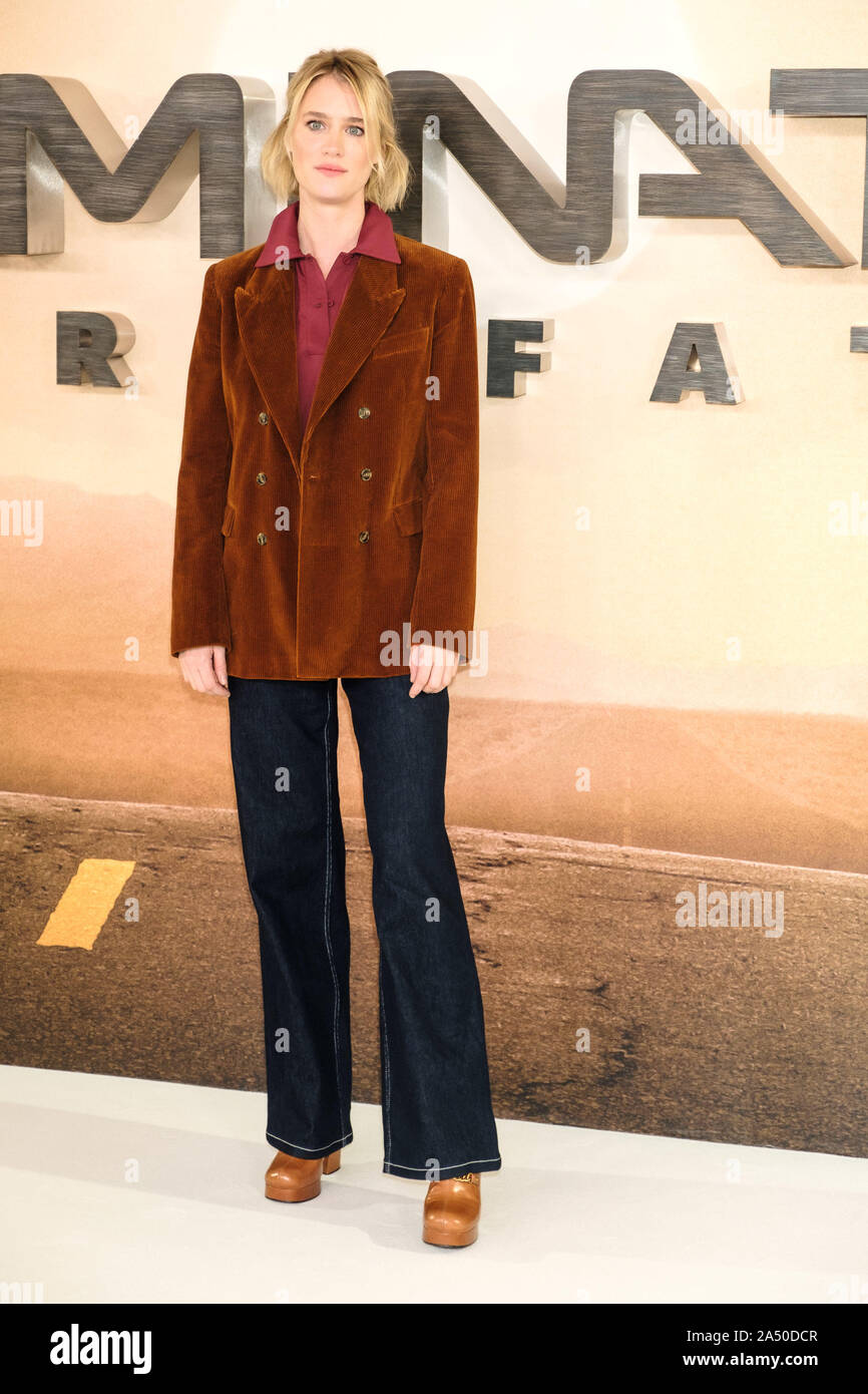 Le Mandarin Oriental Hotel, Londres, Royaume-Uni. 17 octobre 2019. Davis Mackenzie pose à une séance de photos pour TERMINATOR : sombre destin. . Photo par Julie Edwards./Alamy Live News Banque D'Images