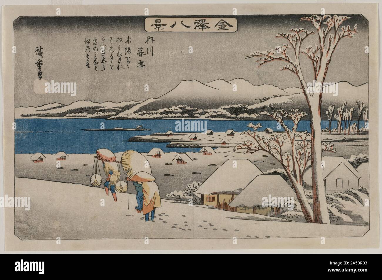 Soir de neige à Uchikawa (de la série Huit vues de Kanazawa), milieu des années 1830. Banque D'Images