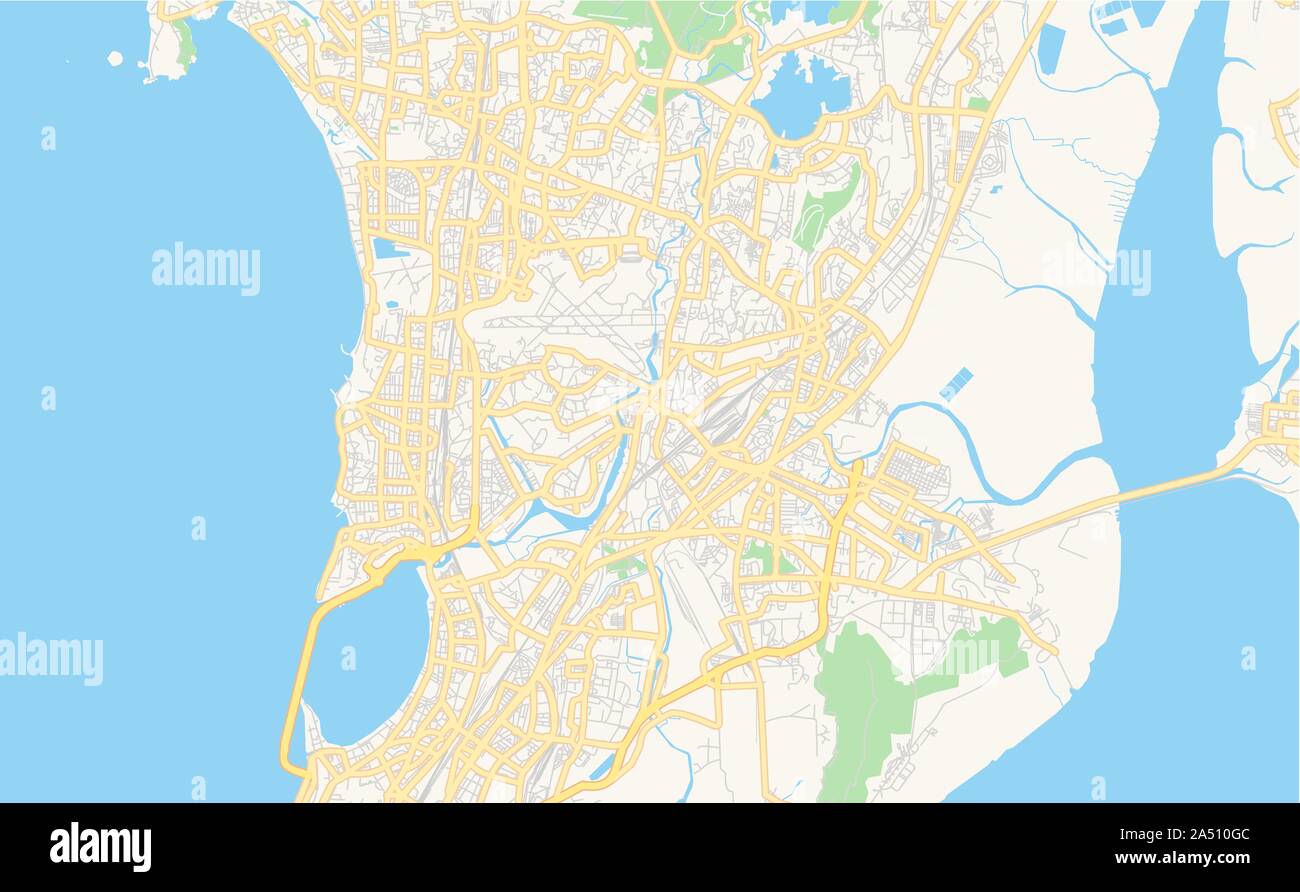 Version imprimable La carte des rues de Mumbai, Maharashtra, Inde. Modèle de carte pour un usage en entreprise. Illustration de Vecteur