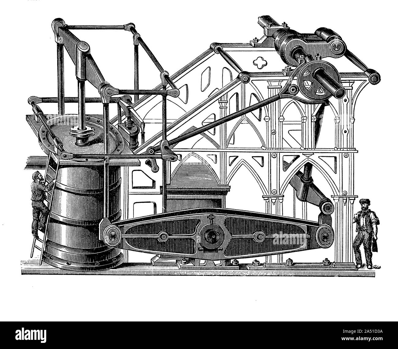 La salle des machines du navire : plate-forme avec le moteur principal et le côté moteur de niveau Banque D'Images