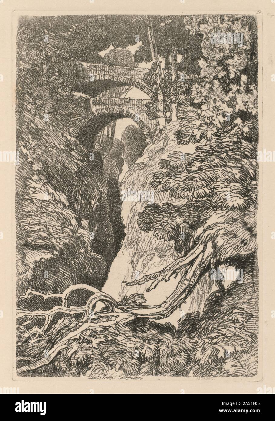 Liber Studiorum : plaque 10, le Pont du Diable, Cardinganshire, 1838. Banque D'Images