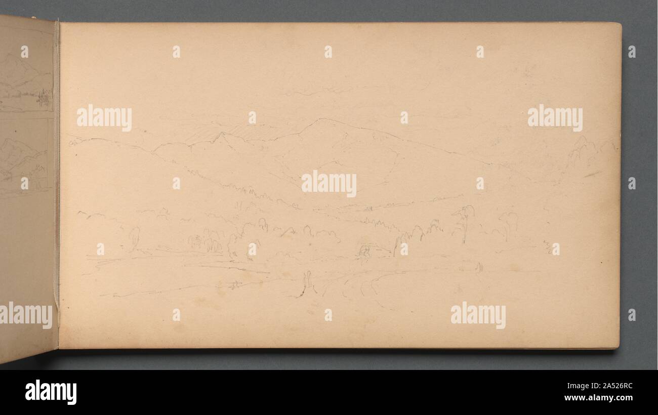 Sketchbook, page 10 : Mountian Carter ( ?), 1859. Gifford était un peintre de paysages appartenant à la deuxième génération de Hudson River School artistes. Basée à New York City avec un studio à la dixième Street Studio Building, Gifford a pris d'été annuel pour les voyages les Catskills, les Adirondacks, et d'autres beaux endroits de la Nouvelle Angleterre. Ce cahier accompagne l'artiste dans son expédition en 1859 à New Hampshire et du Maine, où il a attiré des sites tels que Dixville Notch, les montagnes Blanches, et l'île de pics, Casco Bay. Gifford utilisé ces études graphite comme base pour des peintures à l'huile worke Banque D'Images