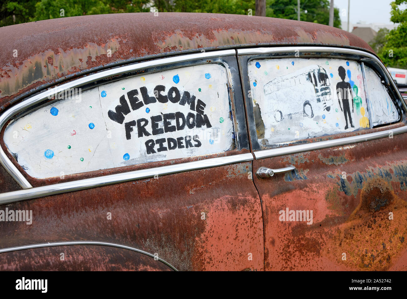 Bienvenue "Freedom Riders", ode à la Freedom Riders protester à Montgomery, en Alabama, USA au cours des années 1960. Banque D'Images