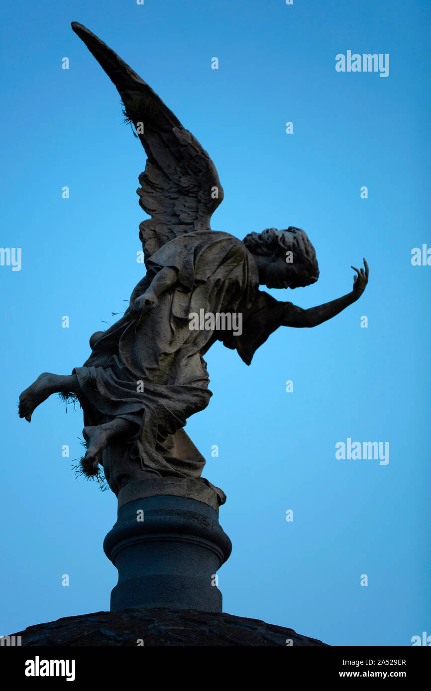Statue d'un ange à l'intérieur du cimetière monumental de Recoleta, Buenos Aires, Argentine. Banque D'Images