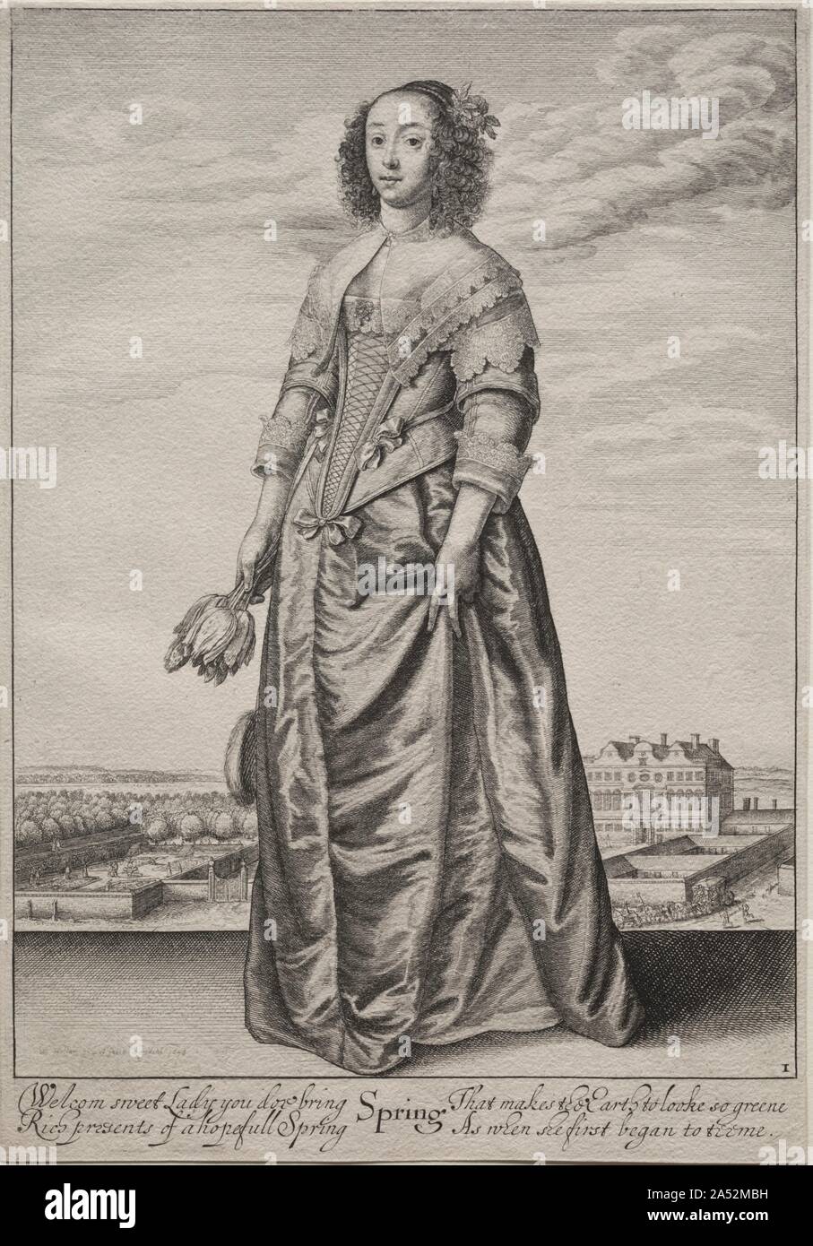 Les saisons : Printemps, 1643-1644. Par pas de temps, tels que les saisons, ont été l'un des sujets les plus populaires pour les jeux imprimés. Wenceslaus Hollar seul faite six versions différentes. Hollar était un graveur professionnel avec plus de 3 000 impressions à son crédit. Né en Bohême, il a travaillé en Allemagne, Londres et d'Anvers. Il est arrivé à Londres en 1636 alors que dans l'emploi du comte d'Arundel, un important collecteur qui Hollar a rencontré en Allemagne. Apparemment libres de poursuivre des projets indépendants, Hollar conçu et gravé cette série autour de 1643-44. Ici, chaque saison est personnifié par élégamment vêtu mesdames, Banque D'Images
