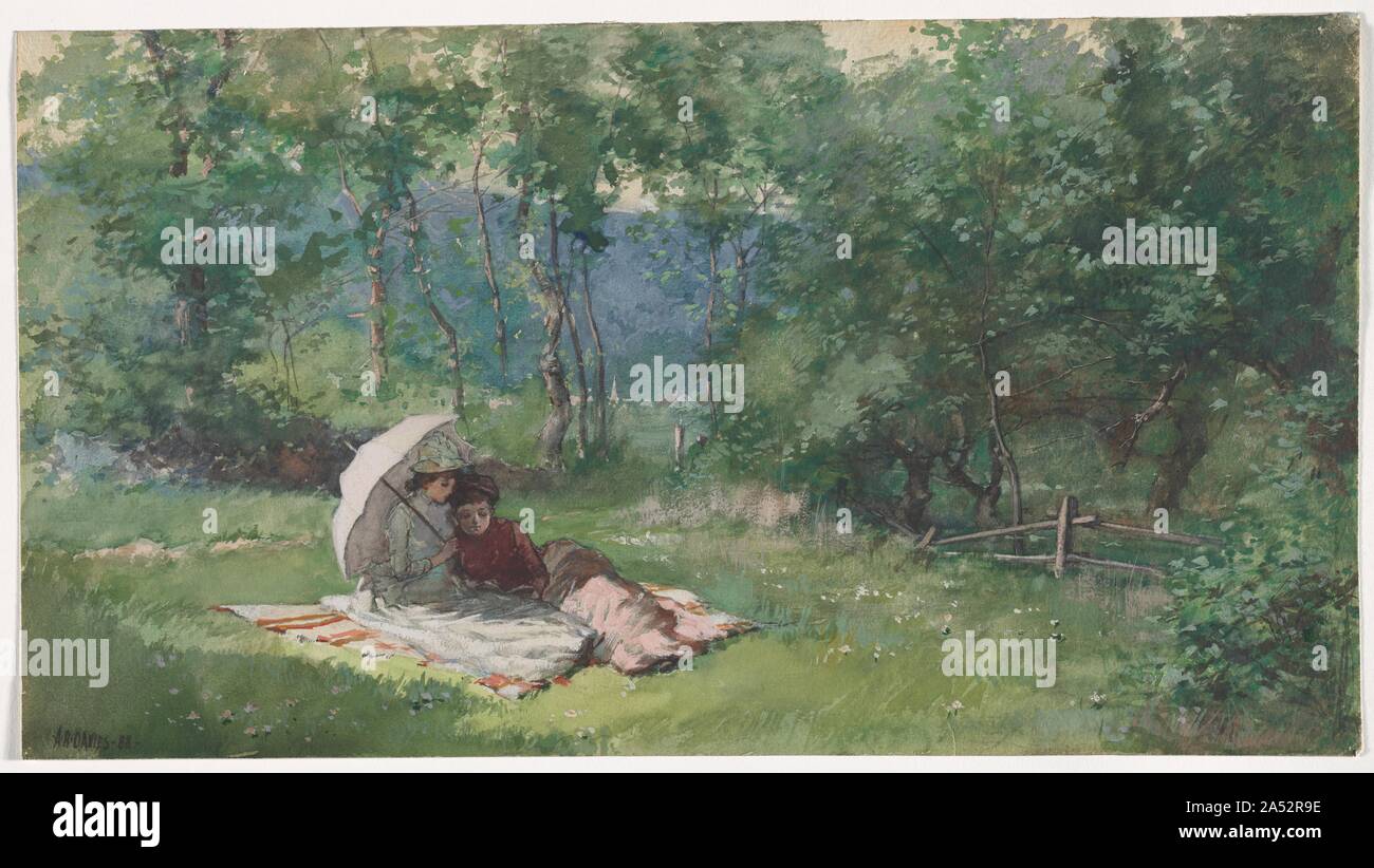 Deux femmes dans un champ de Lecture, 1888. Banque D'Images