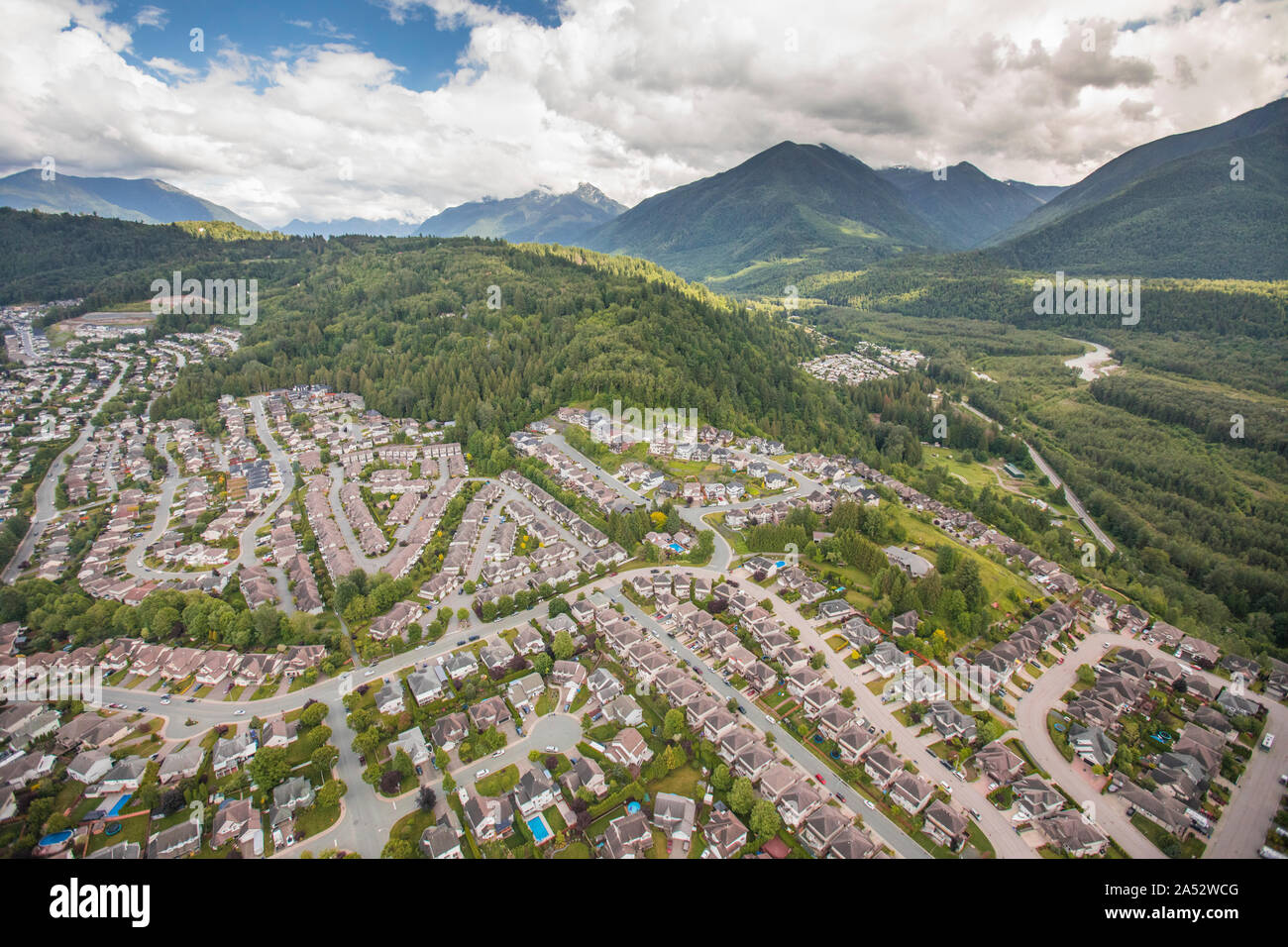 Vue aérienne de promontoire, Chilliwack, Colombie-Britannique Banque D'Images