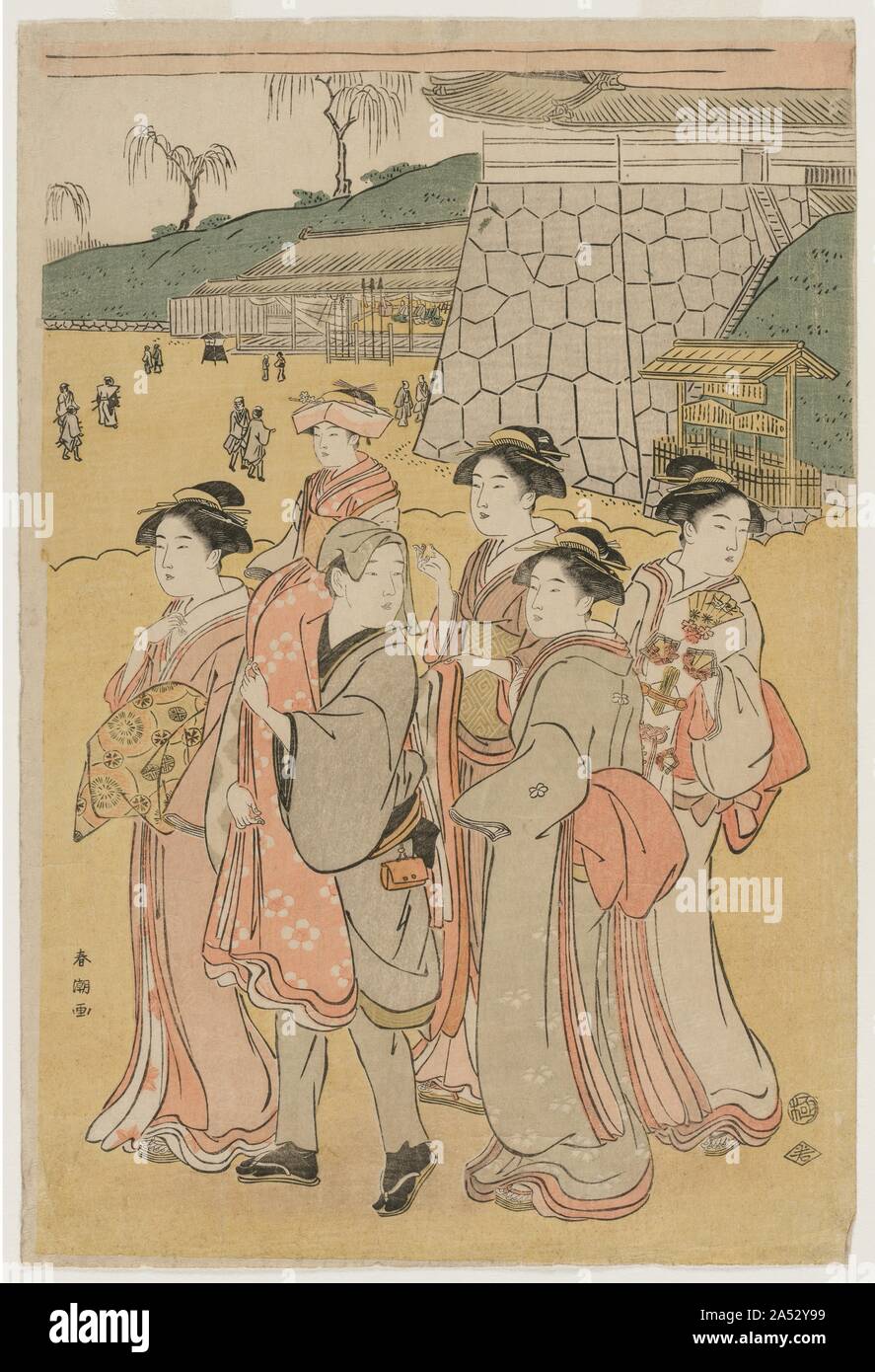 Les femmes accompagnant une jeune fille à un temple, début des années 1790. Banque D'Images