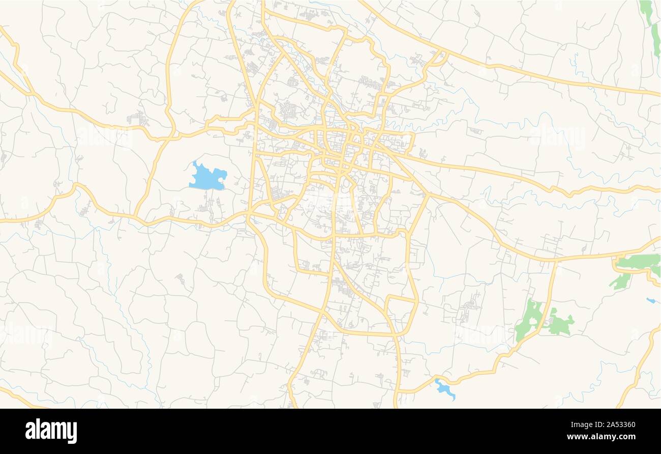 Version imprimable Plan de Tasikmalaya, province de Java Ouest, l'Indonésie. Modèle de carte pour un usage en entreprise. Illustration de Vecteur