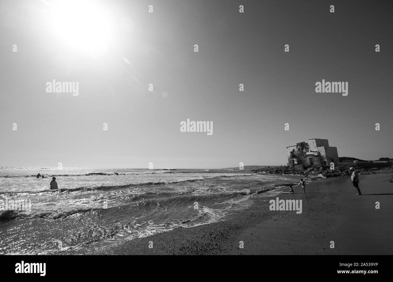 La plage de Sidi Kaouki, près d'Essaouira. Maroc Banque D'Images