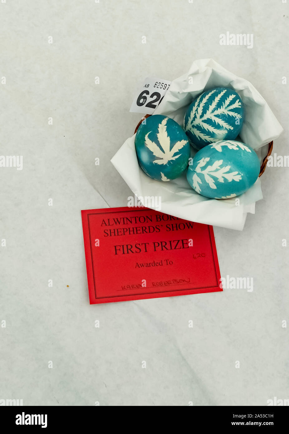 Spectacle Alwinton (Northumberland) 2019 - oeufs à motifs, premier prix Banque D'Images