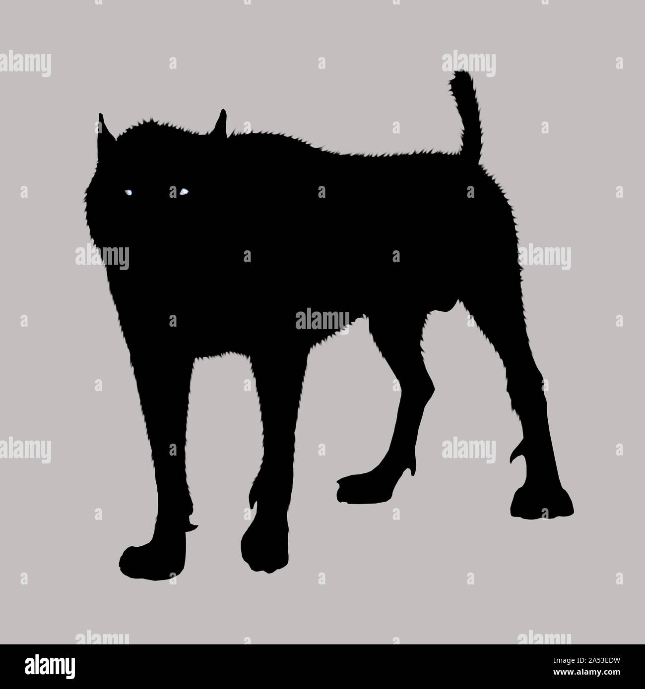 Monster dog illustration. Fantasy hound dessin. De race noire. Banque D'Images