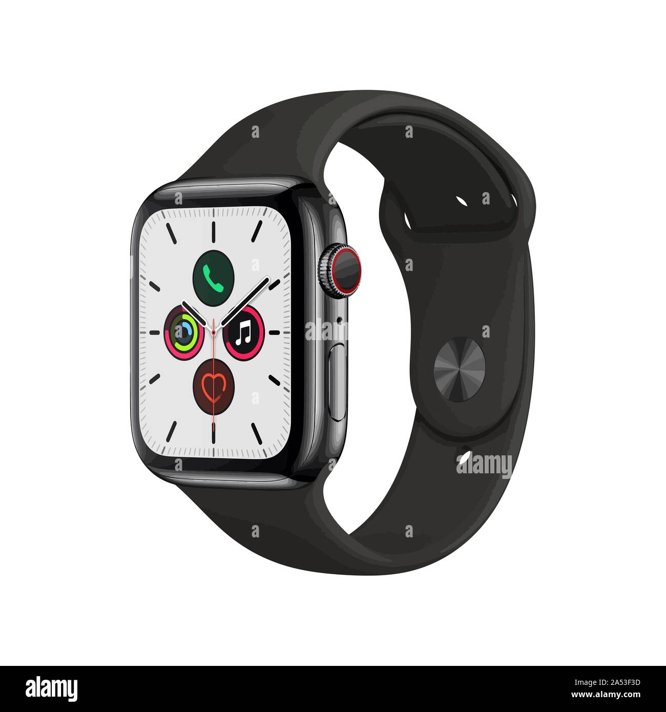 Image d'une smart watch sur un fond blanc. Vector illustration. EPS 10 Illustration de Vecteur