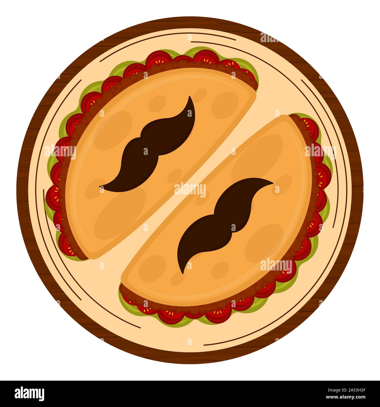 Tacos mexicains avec des moustaches sur un plat - Vector illustration Illustration de Vecteur