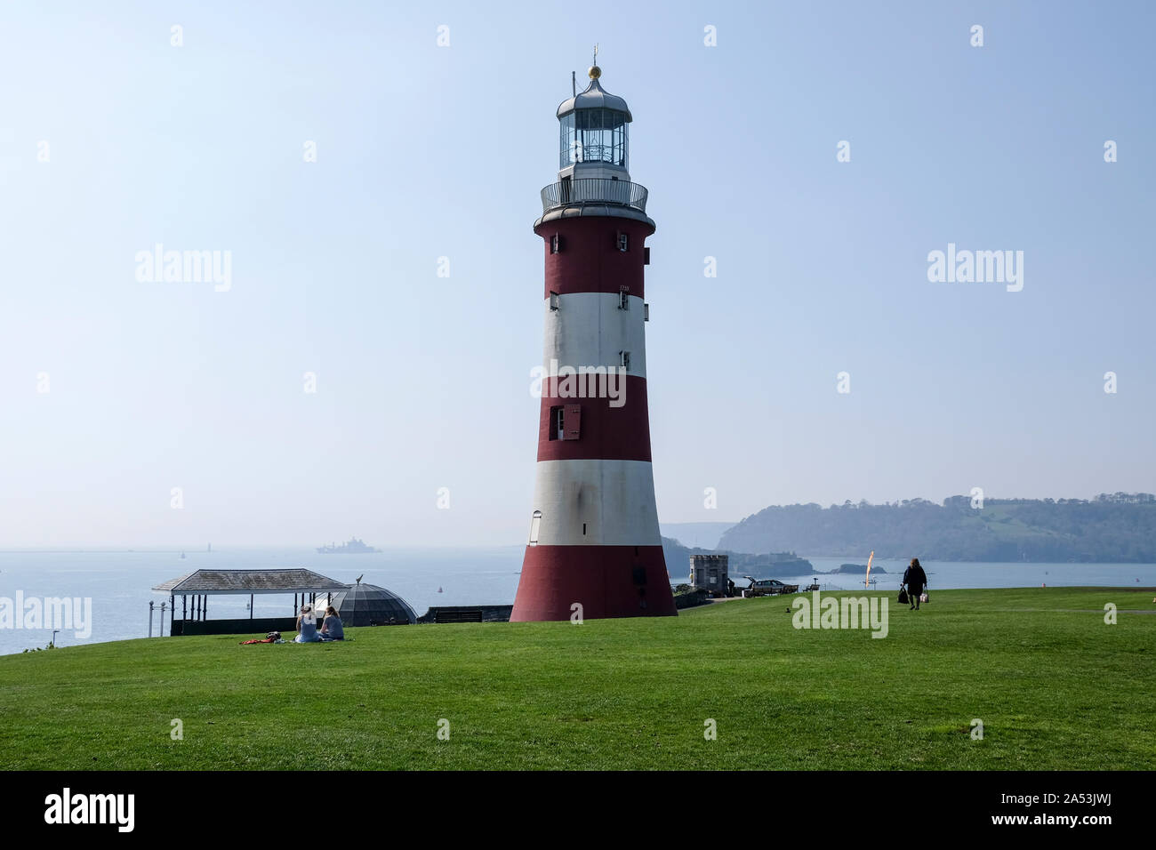 Le phare de Smeaton's Tower, sur Plymouth Hoe. Banque D'Images
