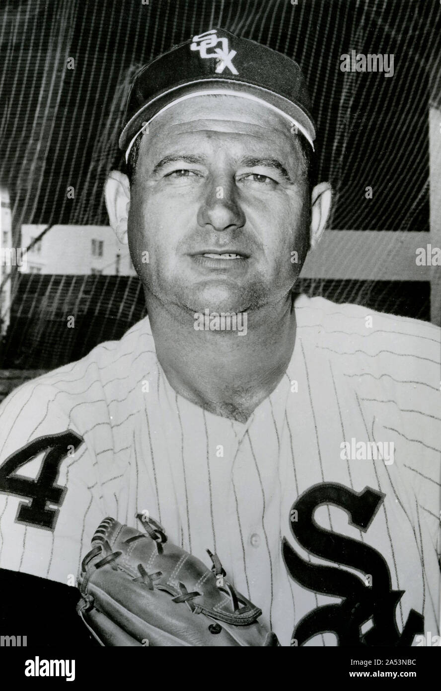 Vintage photo en noir et blanc du Hall de la renommée de baseball qui a joué au début de Wynn dans les années 1950 et 1960. Banque D'Images