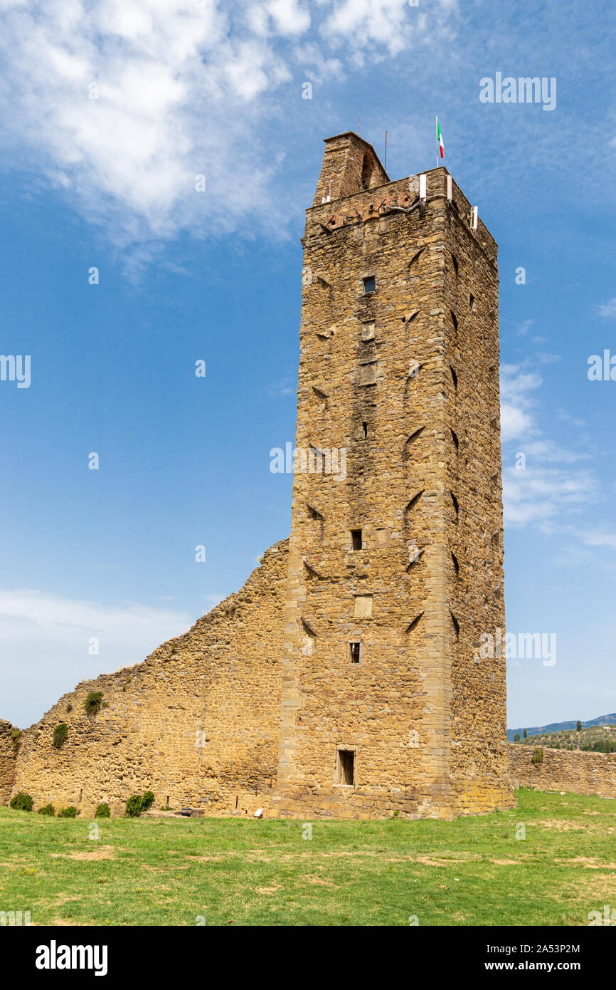 Torre del Cassero, une tour médiévale en Castiglion Fiorentino, Toscane, Italie Banque D'Images