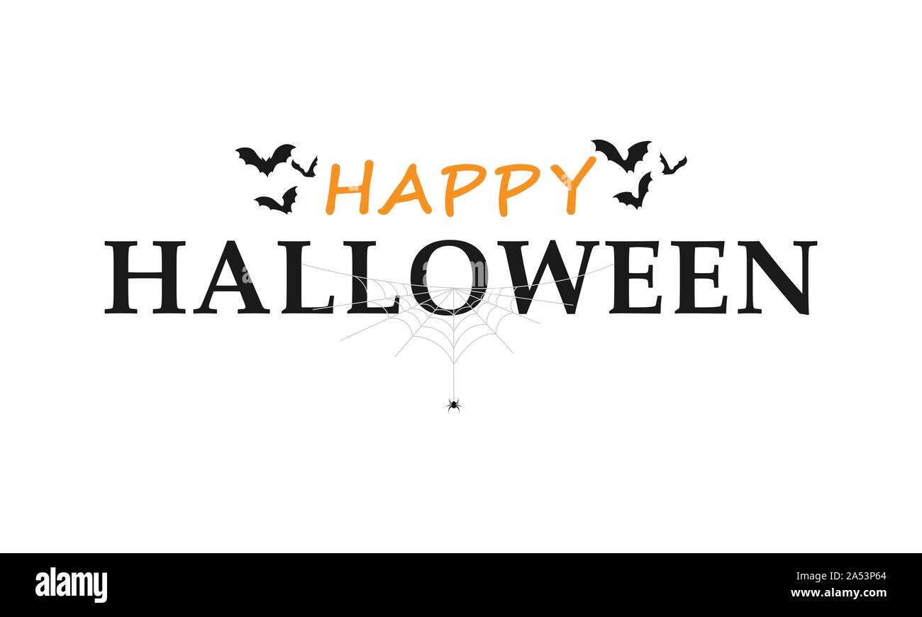 Happy Halloween illustration vectorielle. Typographie avec Halloween citrouille et les chauves-souris, cartes de vœux Illustration de Vecteur