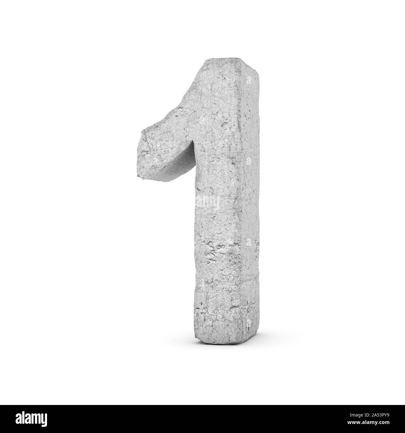 Numéro 1 en béton isolé sur fond blanc Banque D'Images