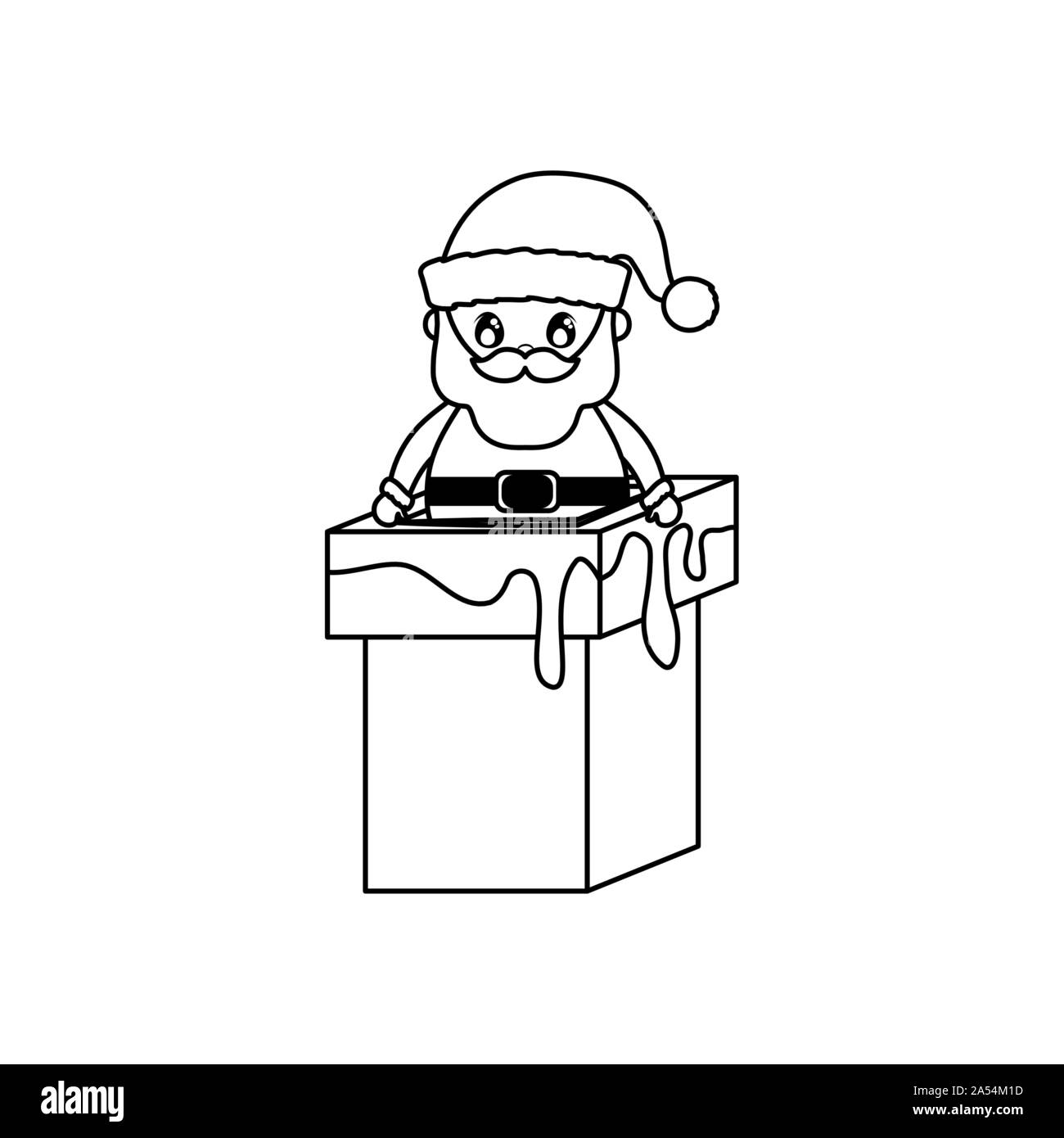 Le père Noël dans la cheminée sur fond blanc vector illustration design Illustration de Vecteur