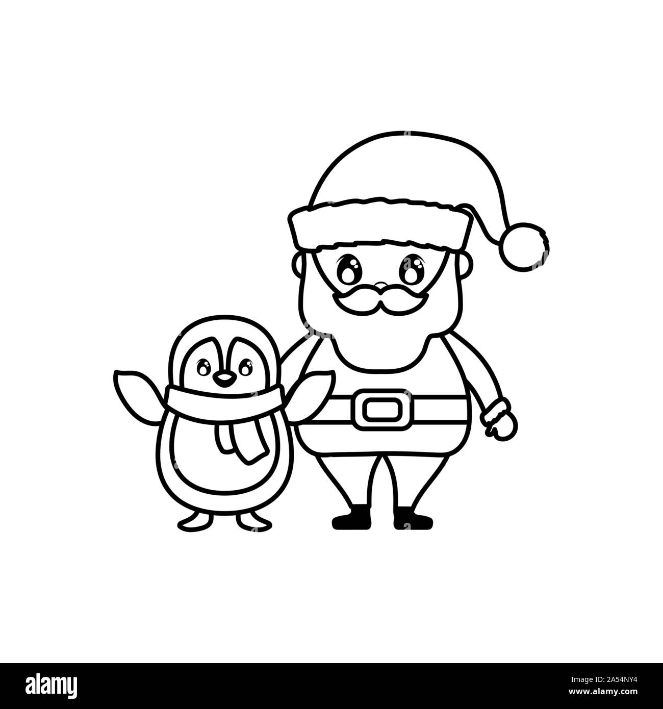 Père Noël avec penguin sur fond blanc vector illustration design Illustration de Vecteur