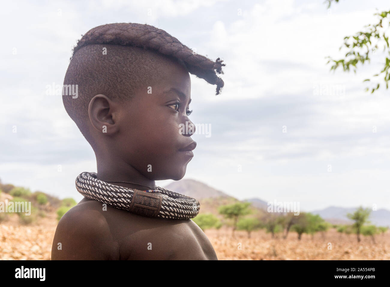 Portrait d'une belle jeune fille Himba, Kaokoland, Namibie, Afrique Banque D'Images