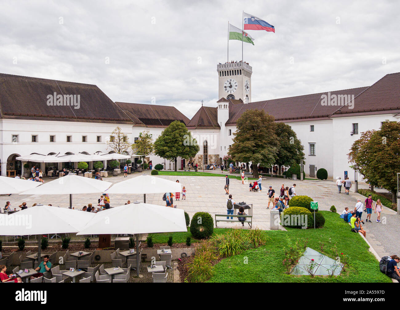 Cour intérieure le château de Ljubljana, Ljubljana Solvenia Banque D'Images
