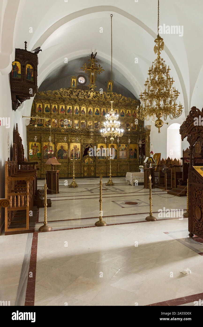 , Kirchenraum Ikonostase, Monastère de Saint Andreas, Dipkarpaz, Rizokarpaso, Tuerkische Republik Nordzypern Banque D'Images