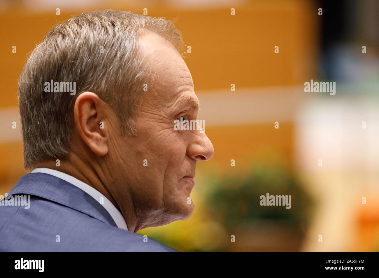 Bruxelles, Belgique. 18 octobre, 2019. 18 octobre 2019 - 18 octobre 2019. Bruxelles, Belgique. Président du Conseil européen, Donald Tusk lors de la deuxième journée de l'Union européenne réunis à Bruxelles. Credit : JP Black/ZUMA/Alamy Fil Live News Banque D'Images