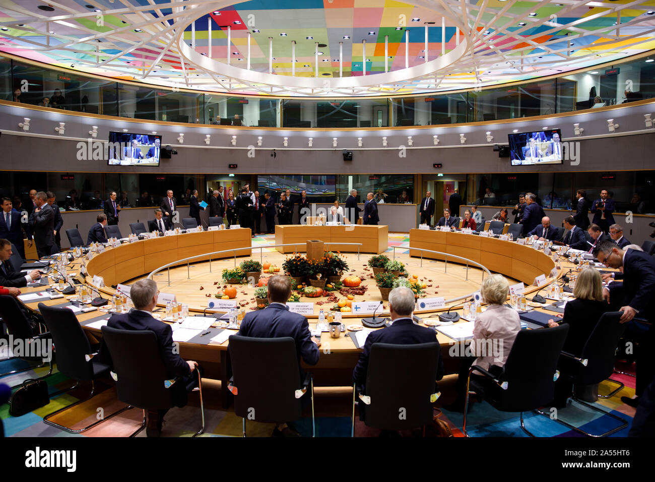 Bruxelles, Belgique. 18 octobre, 2019. 18 octobre 2019 - 18 octobre 2019. Bruxelles, Belgique. Deuxième jour de l'Union européenne réunis à Bruxelles. Credit : JP Black/ZUMA/Alamy Fil Live News Banque D'Images