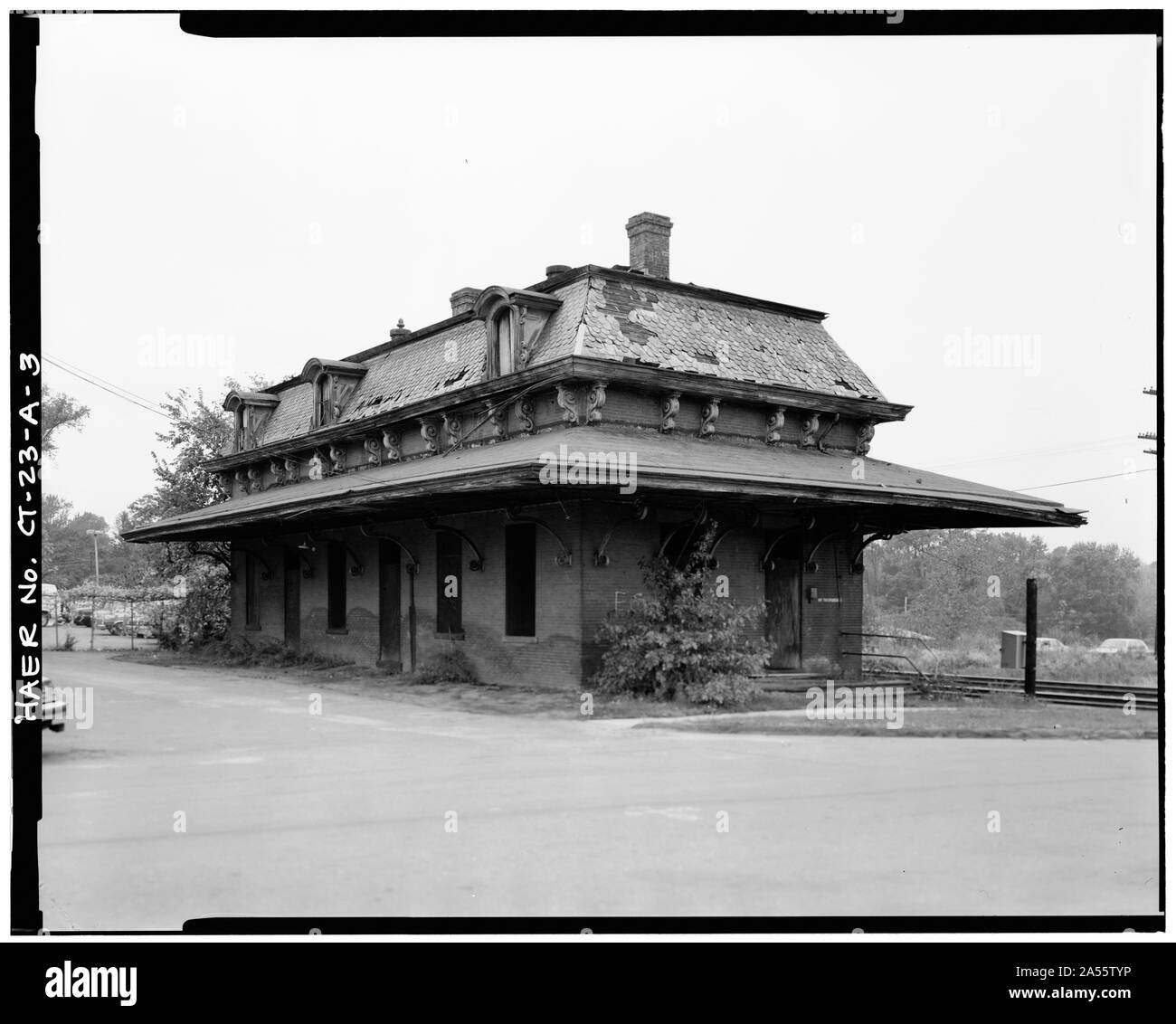 La gare Windsor en octobre 1985légende originale : voir, à AU NORD-EST, SUD ET OUEST - Hartford et New Haven Railroad, Depot, 35 rue centrale, Windsor, Comté de Hartford, CT Banque D'Images