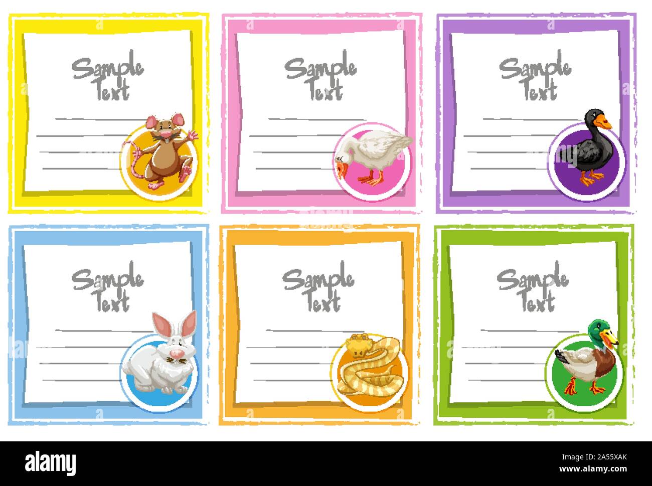 Modèle de carte avec des animaux différents illustration Illustration de Vecteur