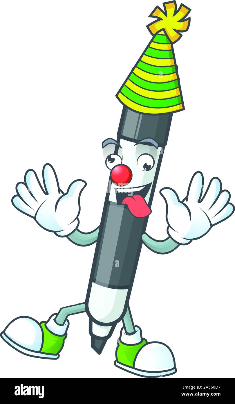 Marqueur tableau blanc noir clown avec mascot Illustration de Vecteur