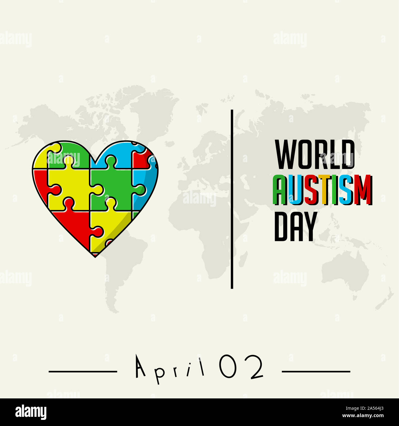 Puzzle de couleur qui forme une icône en forme de cœur pour la journée mondiale de l'autisme Banque D'Images