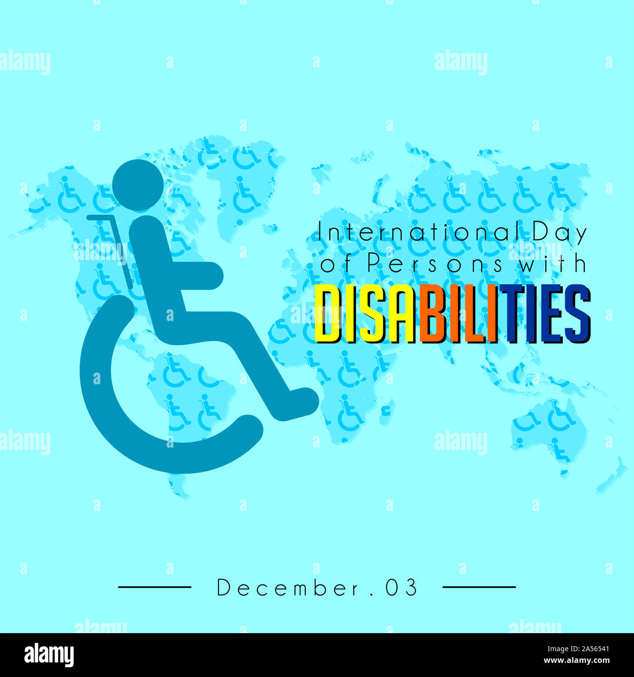 Journée internationale des personnes handicapées, avec un handicap avec un fauteuil roulant Banque D'Images