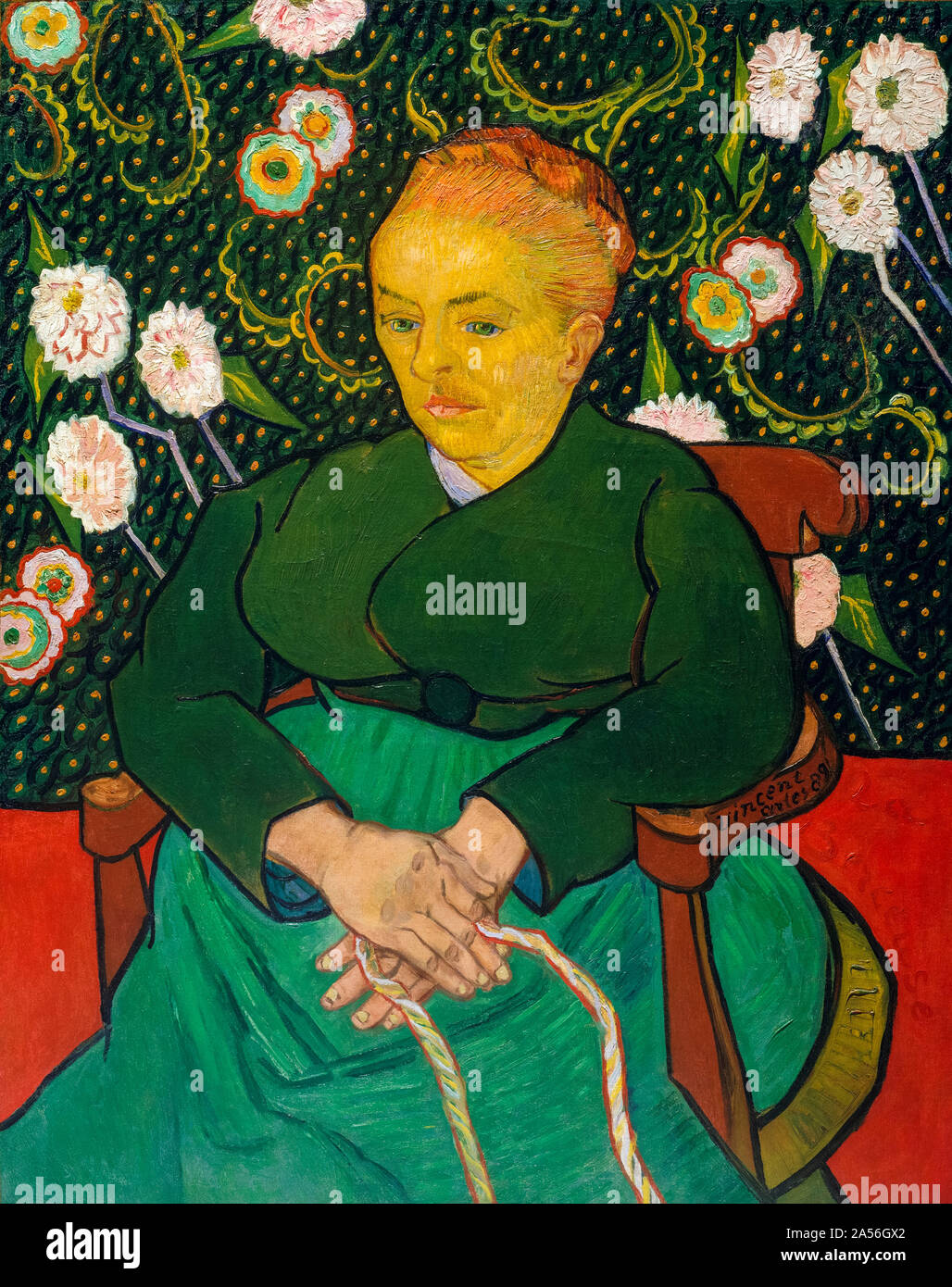 Vincent van Gogh, la Berceuse, (Femme qui bascule un berceau, Augustine-Alix Pellicot Roulin, 1851–1930), (NYC), peinture de portrait, 1889 Banque D'Images