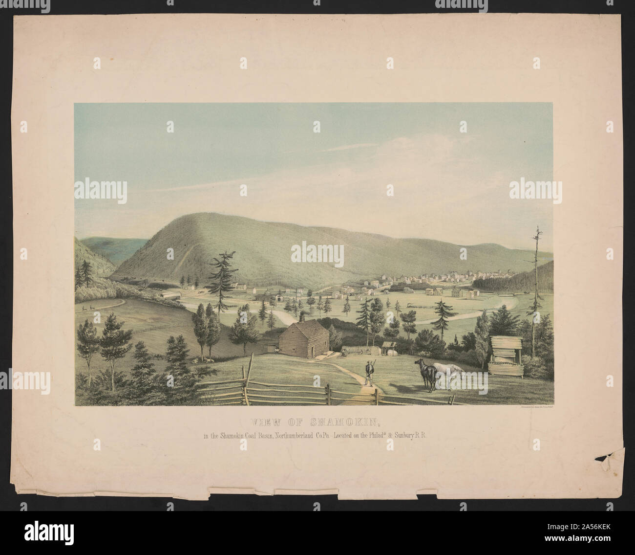 Avis de Shamokin, dans le bassin houiller de Shamokin, Northumberland Co. Pa. situé sur la Philada. Sunbury & R.R. Banque D'Images