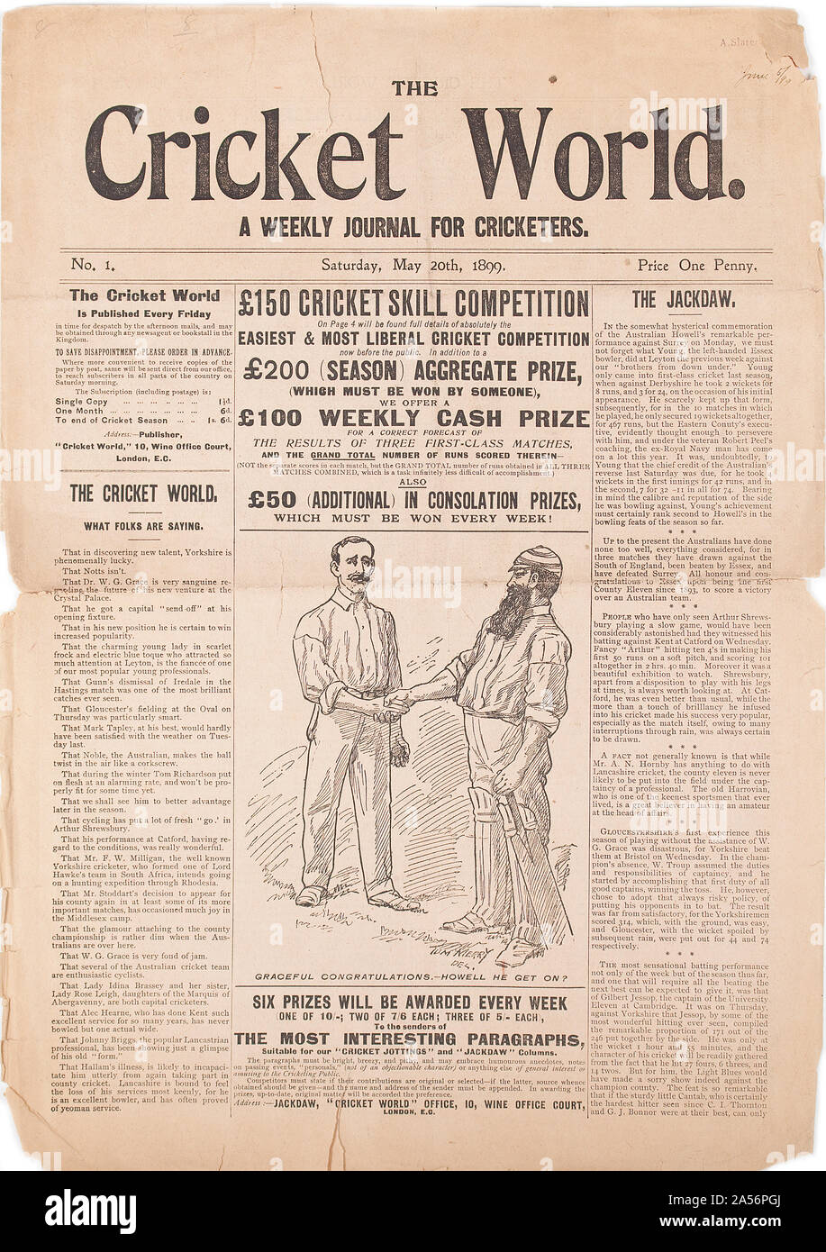 Le monde de cricket, journal hebdomadaire pour les joueurs de cricket. 1899 Banque D'Images