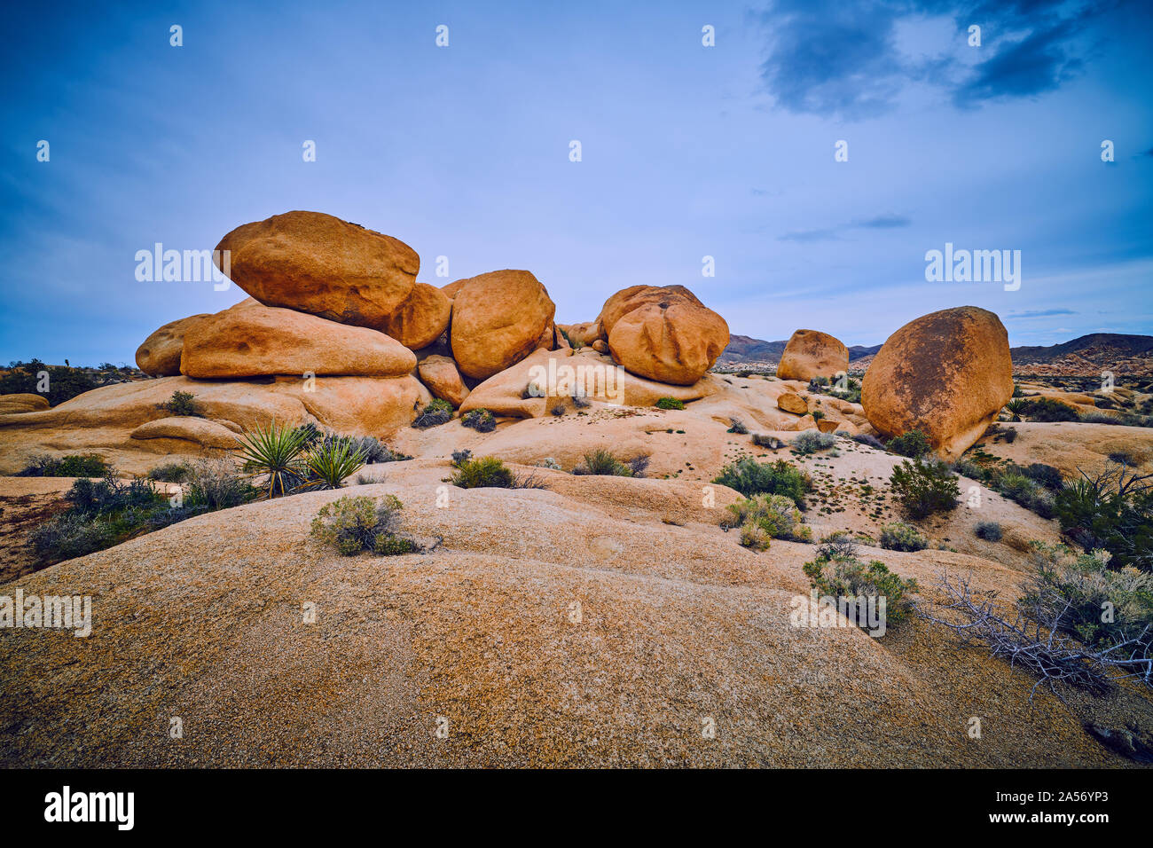 Rochers au réservoir de lits jumeaux dans Joshua Tree National Park. Banque D'Images