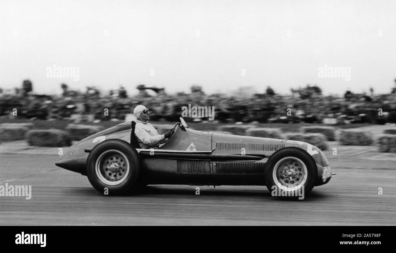 Alfa Romeo, Giuseppe Farina vainqueur Grand Prix de Grande-Bretagne à Silverstone 1950. Banque D'Images