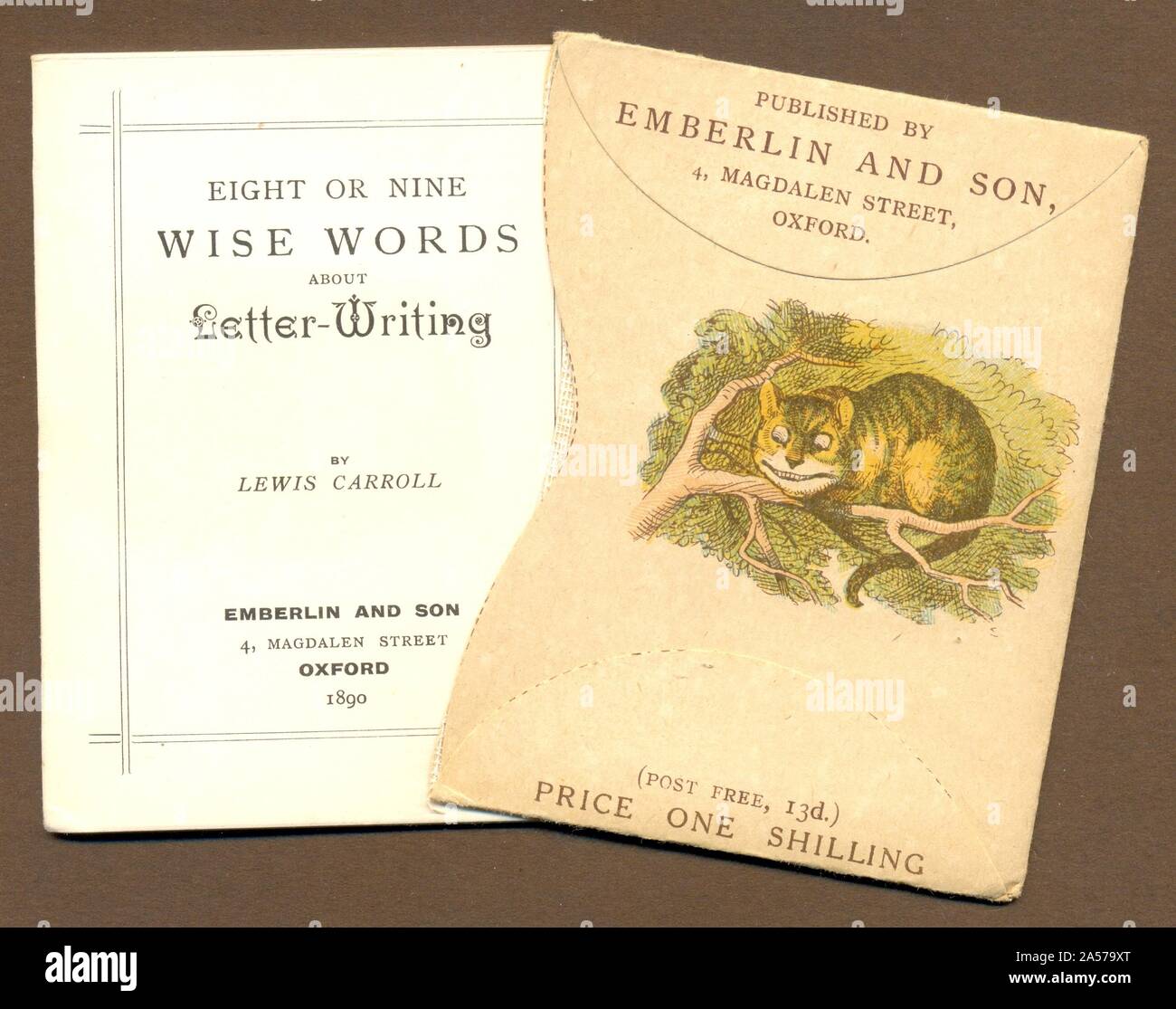 Le Wonderland Postage-Stamp couverture montrant le cas verso et de compositions épistolaires 1890 Livret de Lewis Carroll Banque D'Images