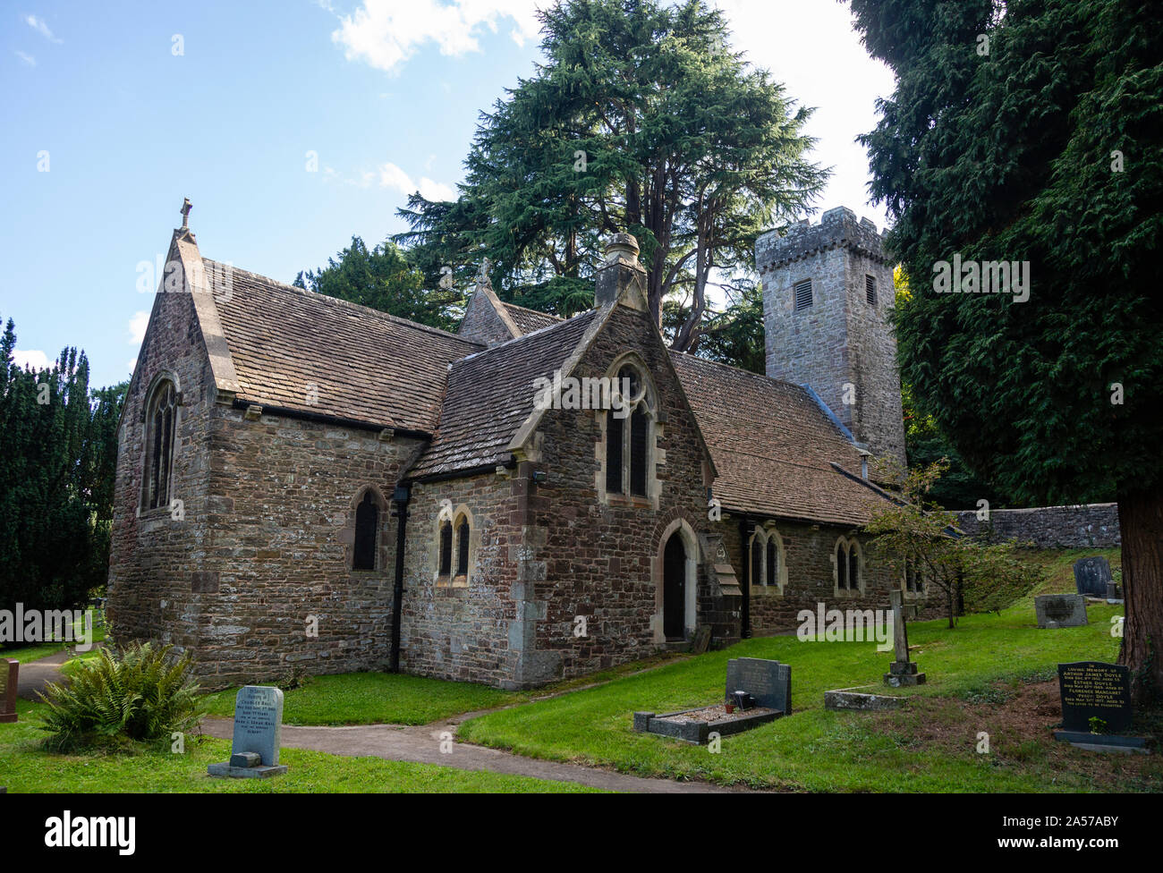 L'église Saint Madoc, Llanbadoc, près de l'Usk, Monmouthshire, Wales, UK. Banque D'Images