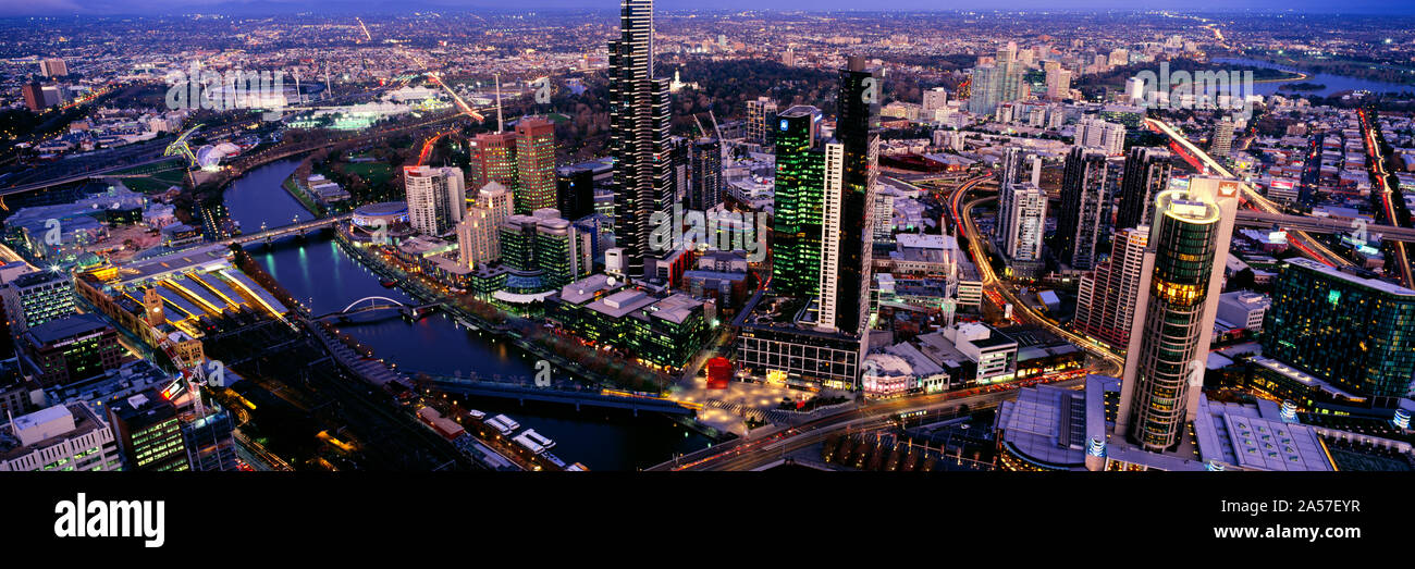 Vue aérienne d'une ville, Melbourne, Victoria, Australie Banque D'Images