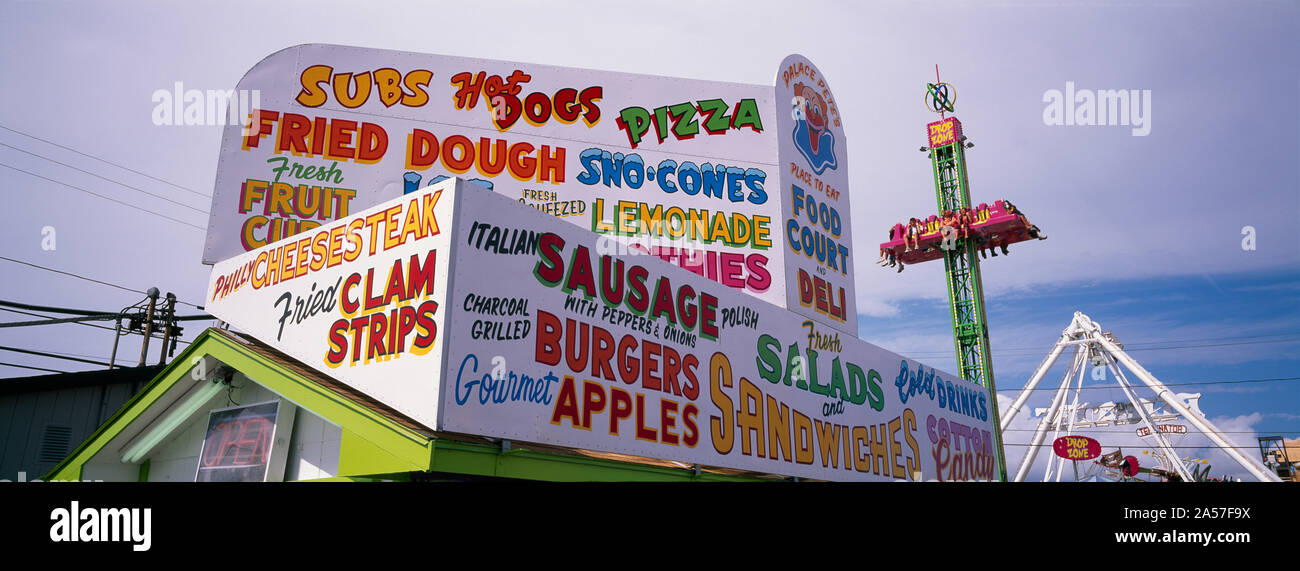 L'affichage commercial sur un restaurant, Palace Playland, Old Orchard Beach, comté de York, Maine, USA Banque D'Images