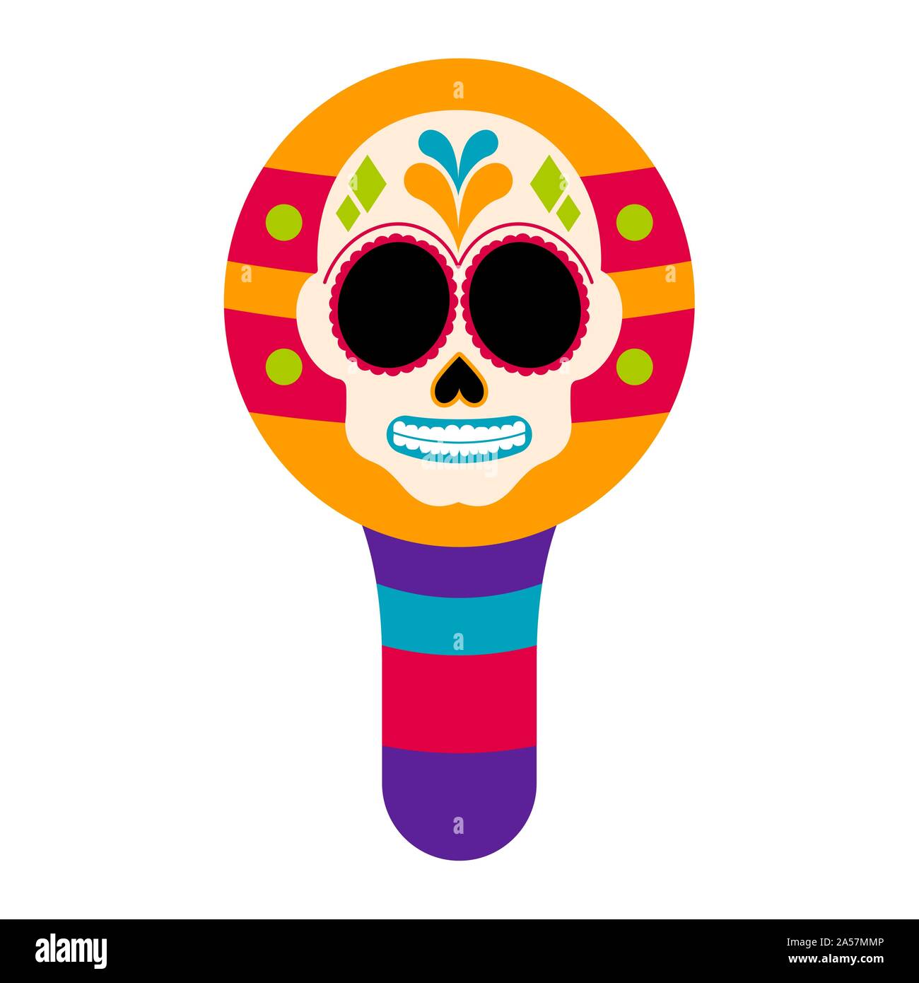 Maracas mexicaine traditionnelle avec un crâne - Vector Illustration de Vecteur