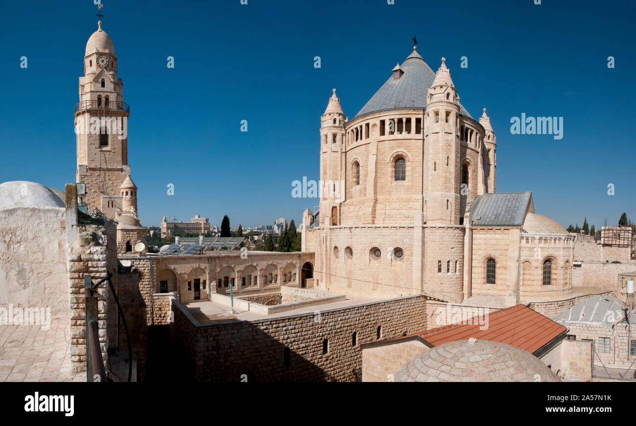 Portrait d'une abbaye, l'Abbaye de la Dormition, le Mont Sion, Jérusalem, Israël Banque D'Images