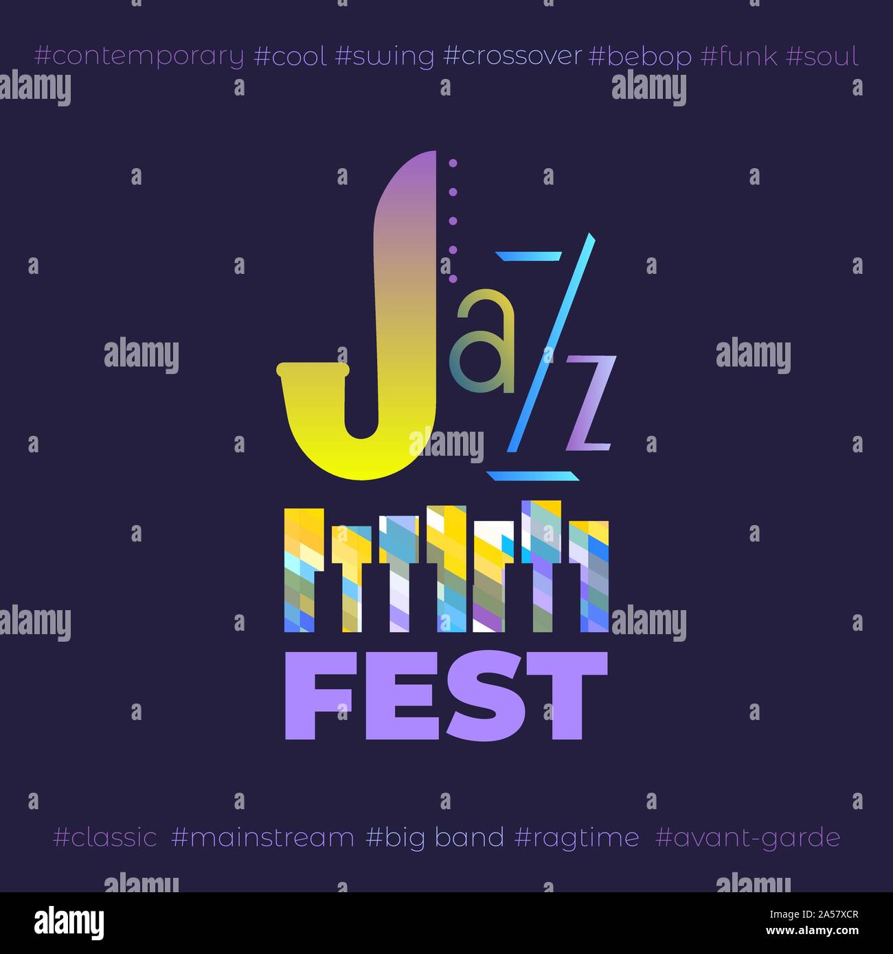 Jazz Music fest dessinée à la main icône vectorielle colorée Illustration de Vecteur