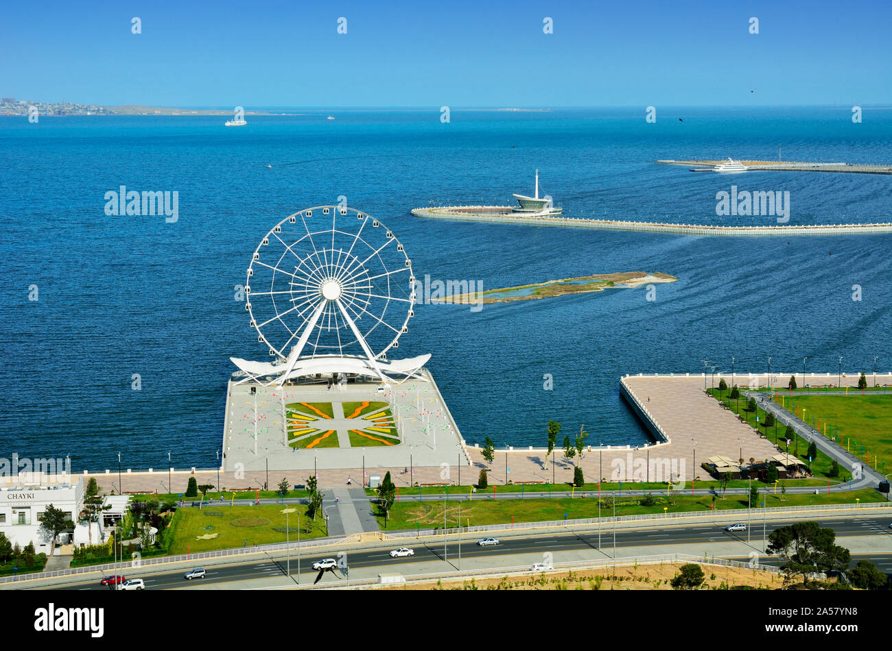 Oeil de Bakou et la mer Caspienne, l'Azerbaïdjan Banque D'Images